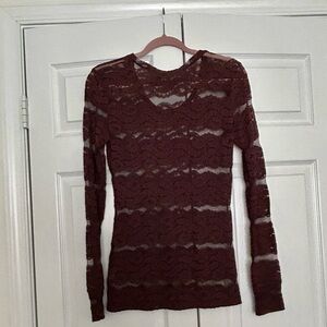 BKE Burgundy Lace Long Sleeve Top